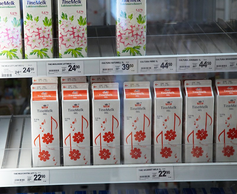 Litra maitoa maksoi kaupassa 22,90 Norjan kruunua eli noin 2,5 euroa litra.